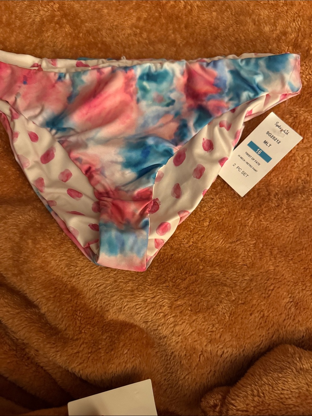 Splendid Girls Pink & Blue Tie-Dye Swim Bottoms